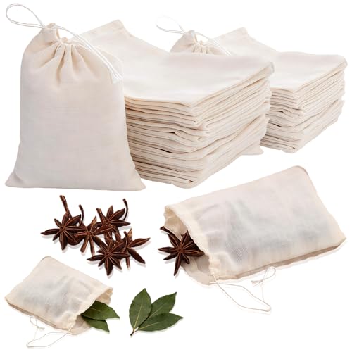 Cooking Spice Bags - 25pcs Reusable Empty Muslin Tea Filter Cheesecloth Strainer Bag For Straining Brewing Soup (8x10cm & 15x20cm)