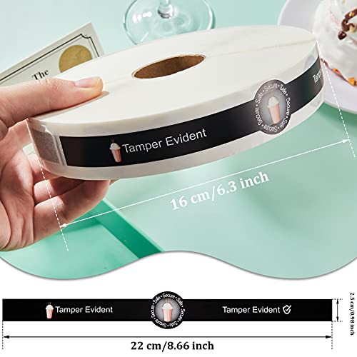 Zonon 600 Pcs Safe Secure Tamper Evident Seals for Drink Lids, Food Delivery Stickers Sealed for Freshness Labels Drink Food Coffee Milk Tea Ice Cream Seal Stickers 600 Pieces Per Roll (Black) - color: Black