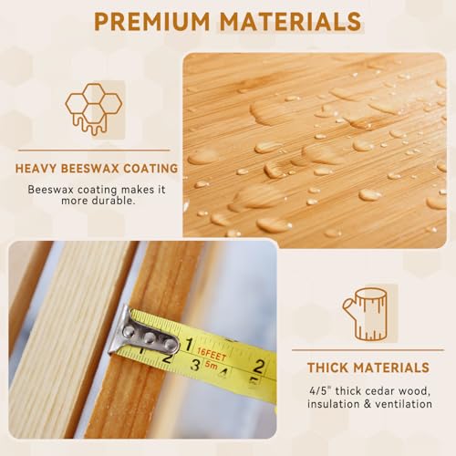 POLLIBEE 8 Frame Super Beehive Box, Langstroth Honey Bee Box Dipped in 100% Beeswax Include Bee Hive Frames and Wax Foundations (unassembled) - size: 8 Frame