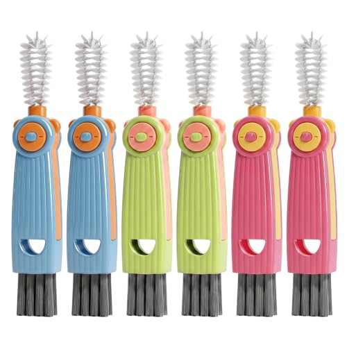 3 in 1 Cup Lid Cleaning Brush, 2026 New Multifunctional Crevice Cleaning Brush for Water Bottle Insulated Cup Tumbler Lid Groove Narrow Space Detail Cleaner Home Kitchen Gadgets (6PC) - color: 6pc