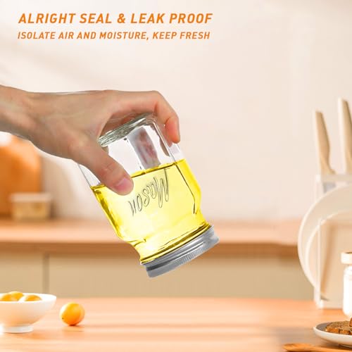 Classic 16 Oz Mason Jars, 6 Pack Canning Jars, Regular Mouth, Airtight & Leak Proof, Dishwasher Safe, Microwave & Freezer Safe, 3.2 x 4.5 x 5.5 inches