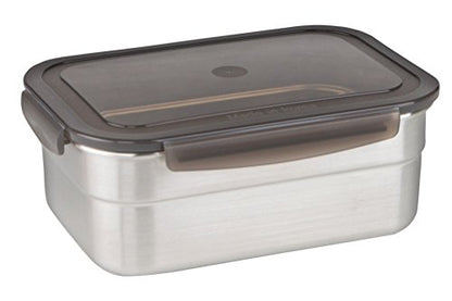 STENCOC Stainless Steel BPA Free Rectangular Leakproof Airtight Kimchi/Pickle/Salad/Fruit/Food Storage Container Saver (1.7L / 57.5oz / 8.3") Half-Transparent Lid Stackable