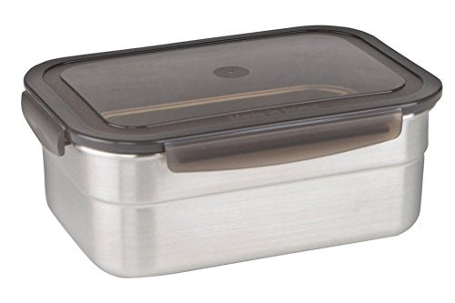 STENCOC Stainless Steel BPA Free Rectangular Leakproof Airtight Kimchi/Pickle/Salad/Fruit/Food Storage Container Saver (1.7L / 57.5oz / 8.3") Half-Transparent Lid Stackable