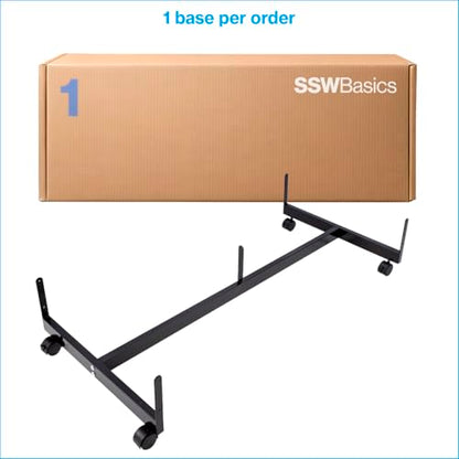 SSWBasics Black Grid Gondola Base with Casters (Use with existing 3” on Center Wire Grid Panels )