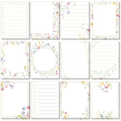 Chiisong 12 Pack Wildflower Sticky Notes Floral Sticky Notes, Self-Stick Note Pads Flower Memo Pads for Journal Planners Office Home Stationery Gift Meeting Office Supplies - style: Fresh Wildflower