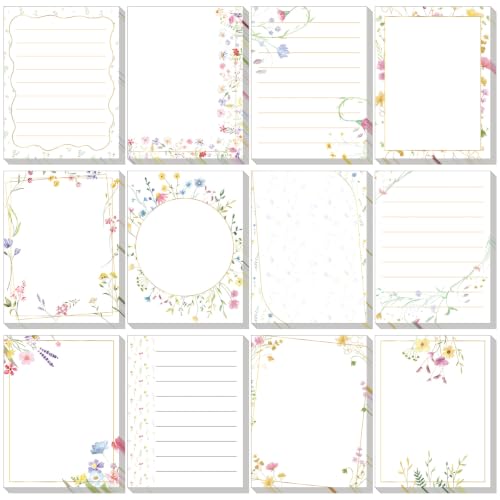 Chiisong 12 Pack Wildflower Sticky Notes Floral Sticky Notes, Self-Stick Note Pads Flower Memo Pads for Journal Planners Office Home Stationery Gift Meeting Office Supplies - style: Fresh Wildflower