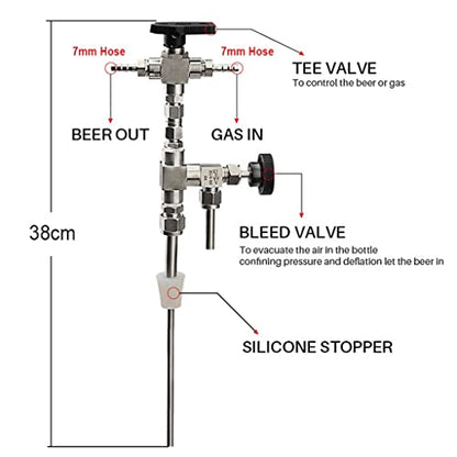 Hand Held Bottle Filler,Homebrew Beer Gun, Stainless Steel Food Grade Bottling Wand For Beer, Wine, Beer Brewing Tool,