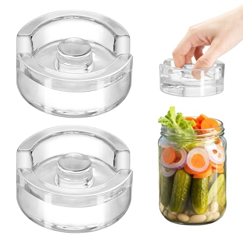 2Pcs Fermentation Glass Weights for Wide Mouth Jars - Pickle Bottles with Sealing Lids for Efficient Fermenting - Durable, Transparent Fermenting Lids and Weights for Sauerkraut (D Gap) - size: D Gap