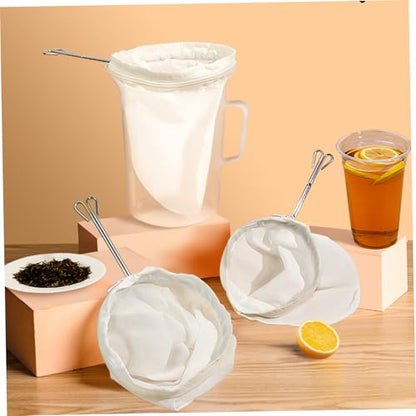 4Pcs Cheese Cloth Bag for Home Straining - Ultra Fine Mesh Nut Milk Bag Strainer with Steel Ring Leak-Proof Kitchen Filter Bags for Home Nut Milk Juice Coffee Yogurt
