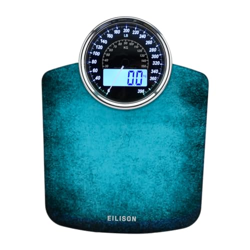 EILISON Highly Advance 2-in-1 Digital & Analog Weighing Scale for Body Weight-400lbs, 4 High Precison GX Sensor Accurate, Thick Tempered Glass, Extra Large Display (Blue) - color: Blue