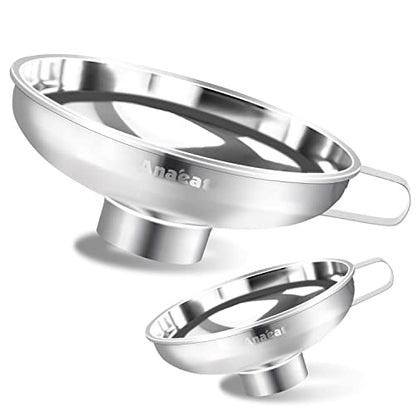 Anaeat Stainless Steel Canning Funnel with Handle for Wide and Regular Jars & Canning Jars, Wide-Mouth Funnels Excellent for Transferring Liquid and Dry Ingredients, Large Solids, Oil, Beans & Jams