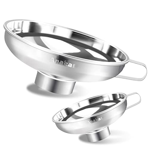 Anaeat Stainless Steel Canning Funnel with Handle for Wide and Regular Jars & Canning Jars, Wide-Mouth Funnels Excellent for Transferring Liquid and Dry Ingredients, Large Solids, Oil, Beans & Jams