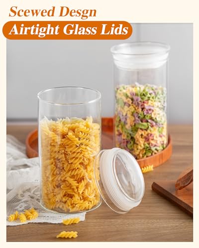 ZENS Modern Glass Food Storage Jars Set of 2, 50oz Clear Glass Canisters with Airtight Lids, Large Container for Kitchen Pantry Pasta, Sugar, Flour, Coffee, Pasta, Tea - size: 9-50oz 2Pack