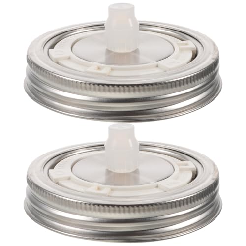 Wide Mouth Mason Jar Fermentation Lids Air Lock Burping Caps for Pickling Stainless Steel Mason Jar Lids Leakproof Seal 2-Pack for Jams and Canning