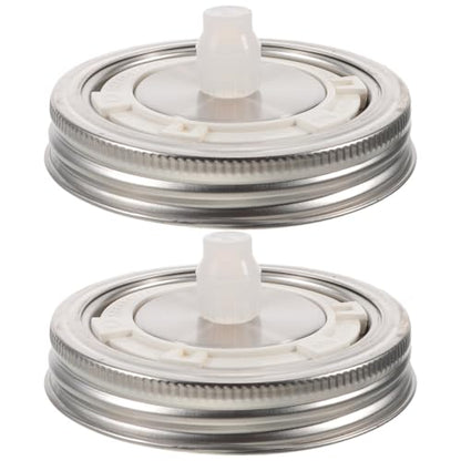 Wide Mouth Mason Jar Fermentation Lids Air Lock Burping Caps for Pickling Stainless Steel Mason Jar Lids Leakproof Seal 2-Pack for Jams and Canning