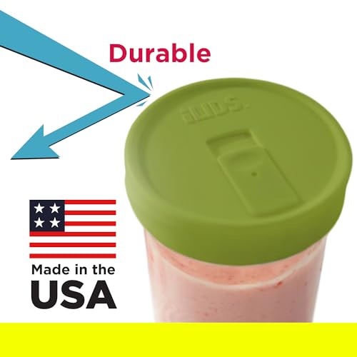 Wide-Mouth Mason Jar Drink Lid - USA Made, BPA-Free, Spill-Resistant for Coffee, Cold Brew & Iced Tea - Fits 3 3/8 in Ball & Kerr Wide Mouth - Pack of 2 - color: Lime Green