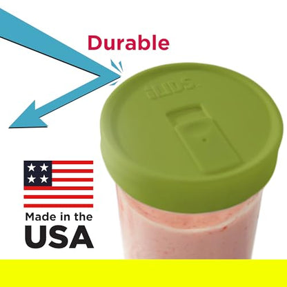 Wide-Mouth Mason Jar Drink Lid - USA Made, BPA-Free, Spill-Resistant for Coffee, Cold Brew & Iced Tea - Fits 3 3/8 in Ball & Kerr Wide Mouth - Pack of 2 - color: Lime Green