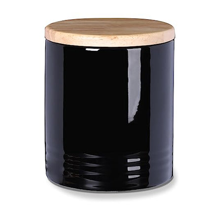 LEETOYI Ceramic Food Storage Jar with Seal Lid, Serving for Ground Coffee, Tea, Sugar, Salt and More - 31 Oz (Black) - color: Black