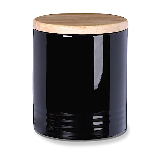 LEETOYI Ceramic Food Storage Jar with Seal Lid, Serving for Ground Coffee, Tea, Sugar, Salt and More - 31 Oz (Black) - color: Black