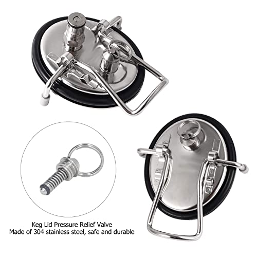 Beer Keg Relief Valve, 304 Stainless Steel Pressure Release Valve Replacement for Lock Keg Lid, 3PCS Set with Pull, Rustproof & for Home