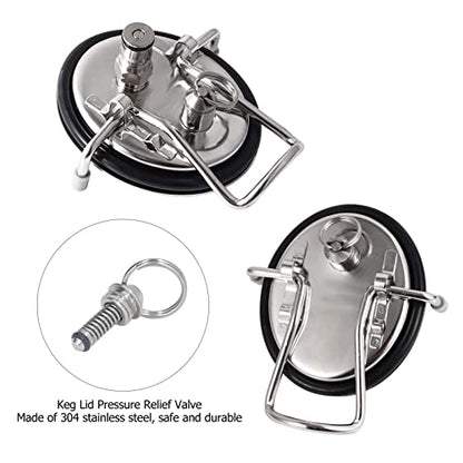 Beer Keg Relief Valve, 304 Stainless Steel Pressure Release Valve Replacement for Lock Keg Lid, 3PCS Set with Pull, Rustproof & for Home