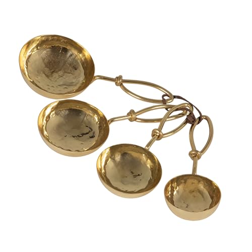 Creative Co-Op Set of 4 Hammered Stainless Steel Scoops, Gold Finish - color: Brass