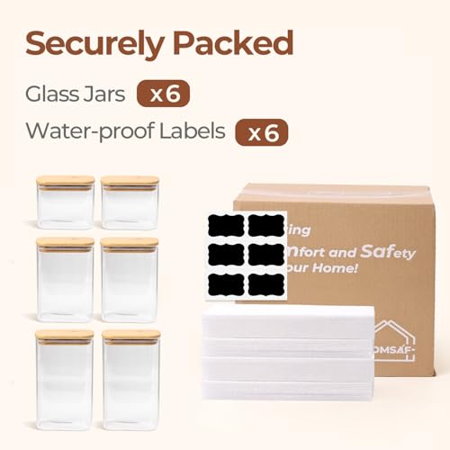ComSaf Glass Storage Containers With Lids 6-Pack (0.7qt/1.2qt/1.6qt), Glass Pantry Storage Containers, Rectangular Glass Jars With Lid, Glass Canisters For Kitchen Flour Cereal Sugar Tea Coffee Bean - size: 0.7Qt*2/1.2Qt*2/1.6Qt*2