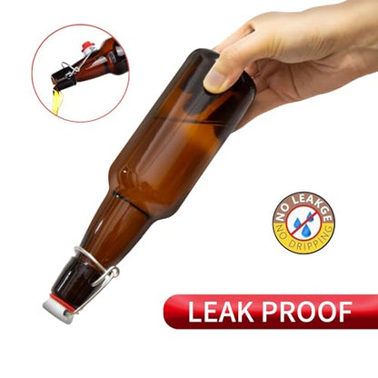12oz Amber glass bottle with Airtight Stopper Lids (10 Pack) -Swing Top Glass Bottles-Flip Top Brewing Bottle for Fermentation, Kombucha, Mead, Vinegar, Beer, Kefir, Wine,Soda,whisky - size: 12oz