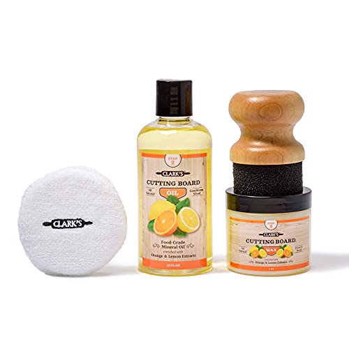 CLARK'S Small Scrub Brush and Cutting Board Care Kit | Orange and Lemon Scent