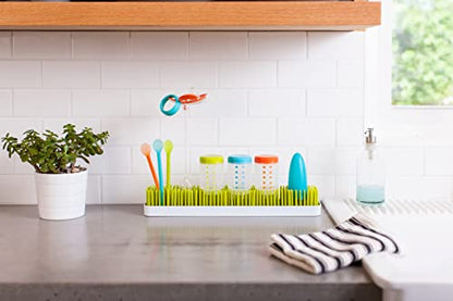 Boon Patch Countertop Baby Bottle Drying Rack - Space Saving Bottle Rack for Drying and Organization - Kitchen Baby Needs - Baby Bottle-Feeding Supplies - Green and White