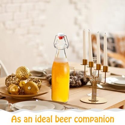 2 Pack Swing Top Glass Bottles 16oz, Flip Top Glass Bottle with Airtight Lid for Fermentation, Kombucha, Mead, Vanilla Extract, Coquito, Vinegar, Beer, Kefir, Wine, Soda, Juice, Oil for Home Brewing