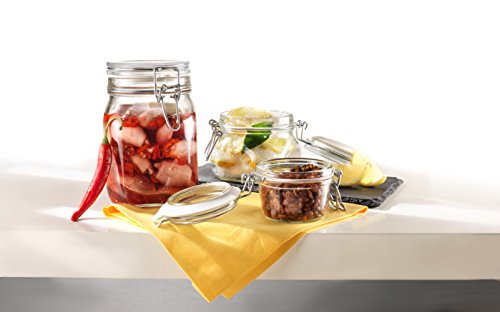 Bormioli Rocco Fido, 2 Pack, 33.75 Oz. Food Storage Glass Jars, Airtight Rubber Seal & Glass Lid, with Stainless Wire Clamp, Mason Jar, Made in Italy - size: 33.75 oz
