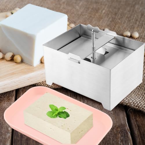 Stainless Steel Tofu Press, DIY Tofu Maker with To-fu Presser Towel and Drip Tray TofuPress Dishwasher Safe for Cheese, Yogurt Ham Press,Meat Pressing Paneer Make Vegetarian