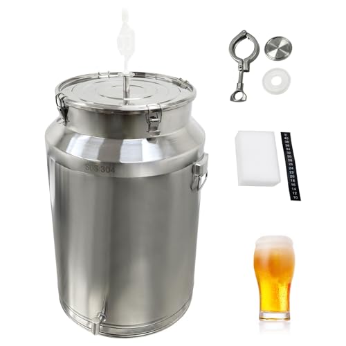 125L Stainless Steel Fermentation Tank with Faucet, 304 Food-Grade Brewing Bucket, 33-Gallon Capacity for Beer, Wine, Yogurt, Multiple Purpose Fermentor & Food Storage Tank for Home Brewing