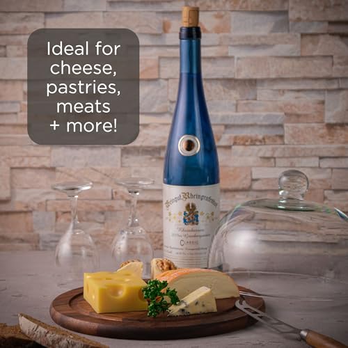 ZASSENHAUS Cheese Dome with Glass Lid – 9.84 Inch Acacia Wood Cheese Board & Serving Cover for Cheese Storage and Presentation