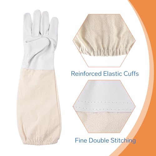 2 Pairs Beekeeping Gloves - Thickened Goatskin Bee Gloves for Men Women - Beekeeping Supplies - size: XX-Large