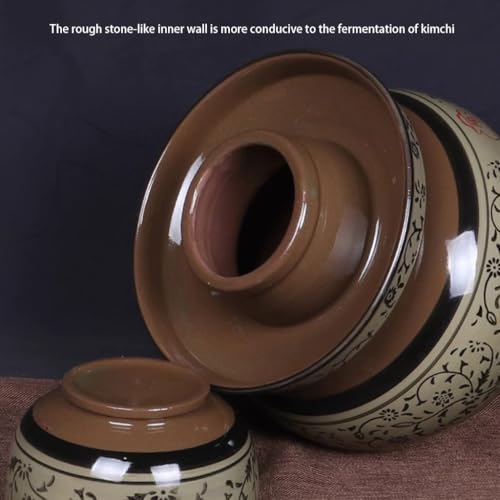 Green Glaze Vine Pattern Chinese Pickle Jar, Natural Clay Classic Fermentation Tank, Cucumber Fermenting Crock, Large Diameter + Stable Bottom(6.5kg/22.93oz) - size: 6.5kg/22.93oz