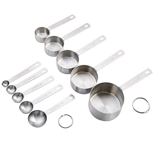 Babish 10-Piece Stainless Steel Measuring Cups and Spoons Set – Heavy-Duty, Rust-Resistant Baking and Cooking Measurement Tools