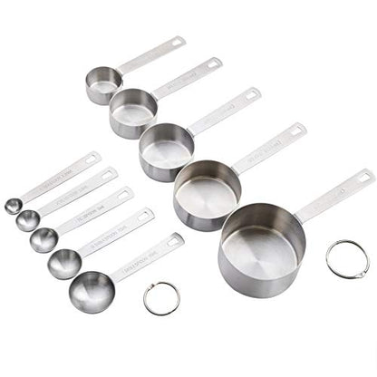 Babish 10-Piece Stainless Steel Measuring Cups and Spoons Set – Heavy-Duty, Rust-Resistant Baking and Cooking Measurement Tools