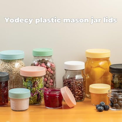 Yodecy 16 Pack Green Mason Jar Lids,8 Wide Mouth & 8 Regular Mouth Mason Jar Lids, Fit Ball, Kerr and More, One-piece Lid without Silicone Ring(Green) - color: Green