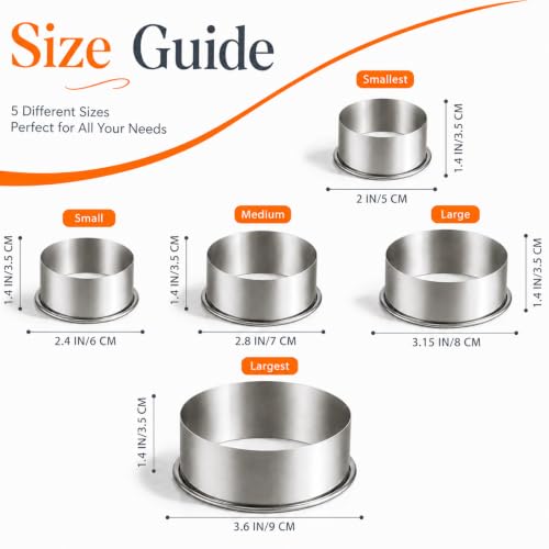 Biscuit Cutters, Round Cookie Cutters/Stainless Steel Dumpling Skin Cutters/Cake Pastry Cutters/Cake Cookie Scone Cutters Molds stamps for Cooking Baking (5Pcs, Plain Edge) - size: 5Pcs, Plain Edge