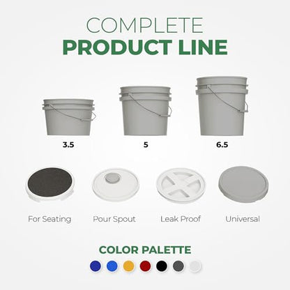 5-Gallon Grey Bucket Pail Container with Lid | Metal Handles with Plastic Grip | Multi-Use | Easy Stack and Store | Heavy-Duty, Approx 90 MIL, Extra Durable | Food Grade | BPA Free - 1 Pack - color: Gray, size: 1 Pack