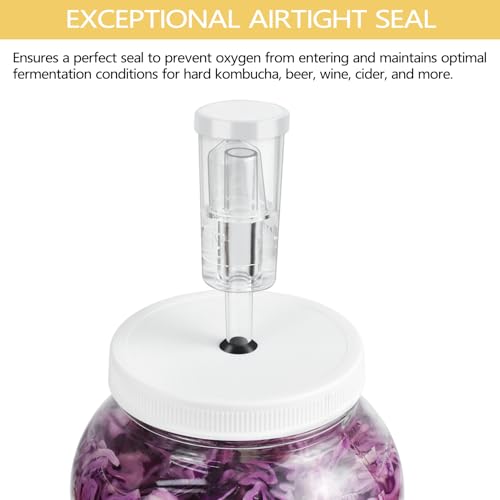 Artcome 18 PC Airtight 1 Gallon Fermentation Lid with Airlock - Transform Gallon Jar Into a Fermenter - Perfect for Pickles, Hard Kombucha, Beer, Wine, Cider - Gallon Lid with Econolock Airlock - size: 4 airlocks + lids