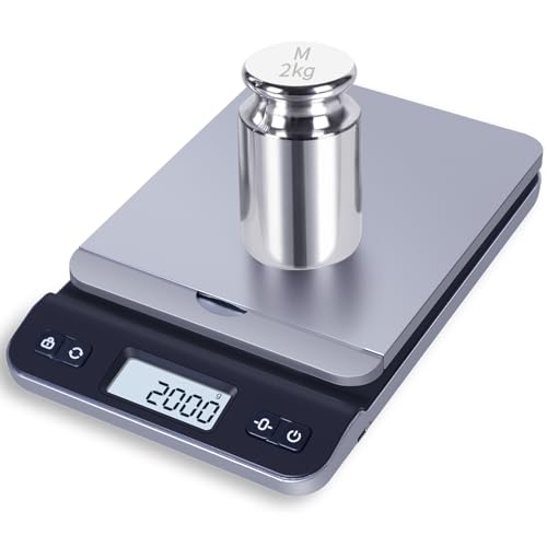 QP 2000g Calibration Weights, OIML Class M1 High Precision Gram Weights, Stainless Steel Scale Calibration Weight for Digital Scale, Balance Scale, Chrome Finish Scale Weights with Storage Case - size: 2000g
