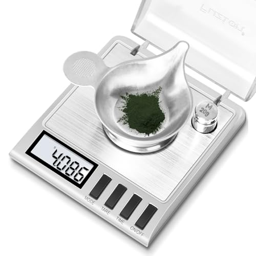 Fuzion Digital Milligram Scale, 50g/0.001g Powder Scale with 6 Accessories | Includes Calibration Weights, Mg Scale for Powder, Supplement, Jewelry, Capsule Filling, Reloading - color: Silver
