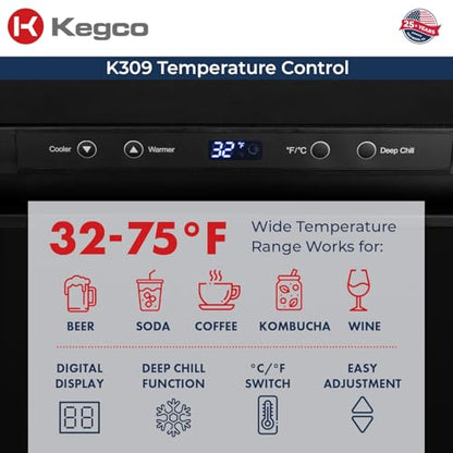 Kegco HBK309X-3 Keg Dispenser, 3 faucet without kegs Black Stainless Steel - color: Black Stainless Steel, size: 3 Tap