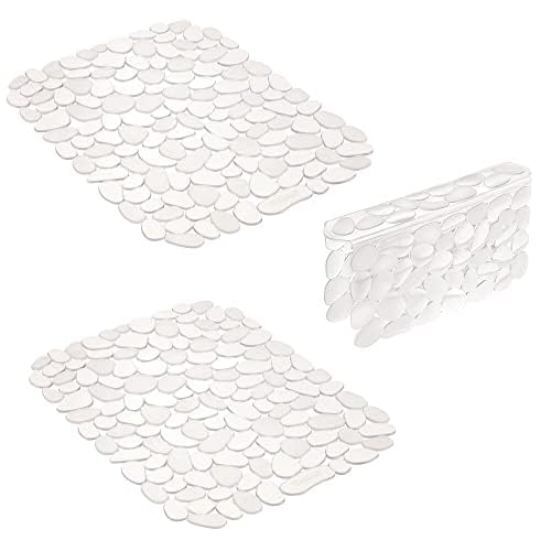 mDesign Adjustable Dish Drying Mat/Grid - Soft Plastic Sink Protector, Cushions Sinks & Dishes - Quick Draining Pebble Design - Set of 3 - Clear - color: Clear