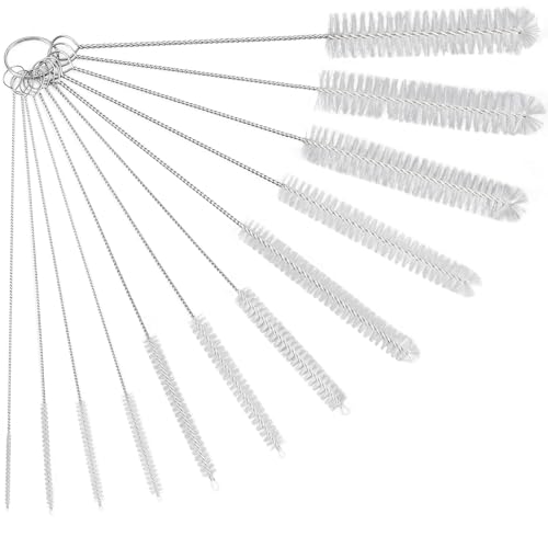 Ixiaoyoo 12 Pcs Bottle Cleaner Brushes Set, 11.8 Inch Nylon Cleaning Brush | White Straw Cleaner Brushes for Tumbler, Sippy Cup, Water Bottles, Hummingbird Feeders, Pipes, Sink Drain & Pet Waterers - color: 11.8 Inch White Cleaning Brushes