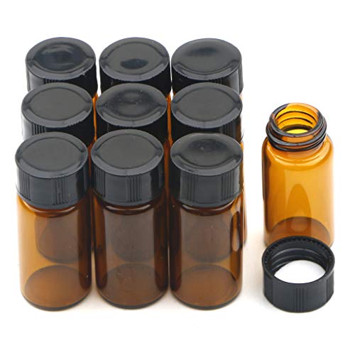 10 pcs 5ml Brown Glass Small Bottles, Screw Cap Lab Vials, Liquid Sample Collection Containers for Lab and Travel - style: 5ML 10- Pack