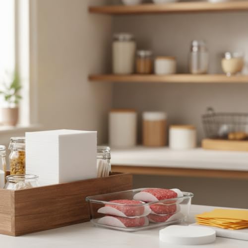 500-Count Pre-Cut Silicone Coated Parchment Sheets, Non-Stick Food Separation Paper for Freezer Storage, Burgers, Cheese, and Baked Goods, White - size: 7.87 x 3.94 x 2.36 in